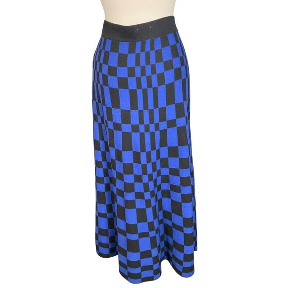 Future Collective x Kahlana Barfield Brown Checkered Knit Maxi Skirt –Size Large - Picture 3 of 8